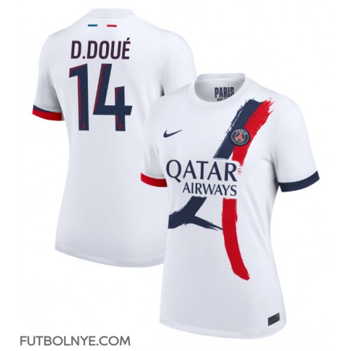 Camiseta Paris Saint-Germain Desire Doue #14 Visitante Equipación para mujer 2024-25 manga corta